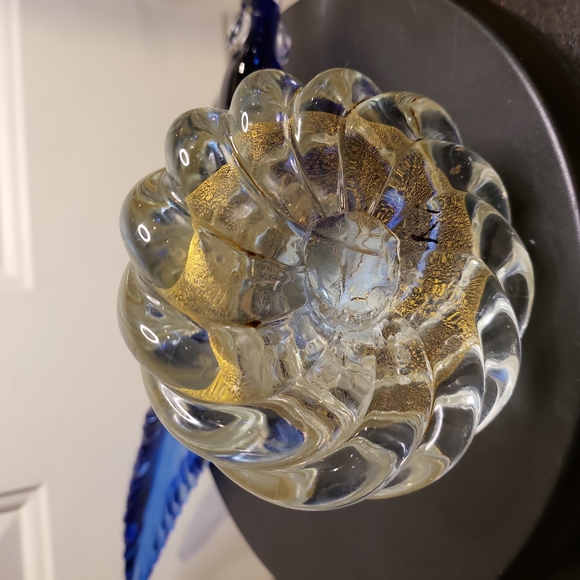 Mid-Century Murano Blown Glass Blue and Gold Pheasant 12" - Picture 10 of 13